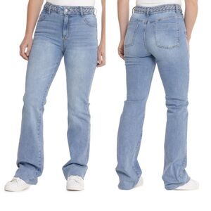 OAT NY Braided Waist High Rise Flare Jeans, 6/28